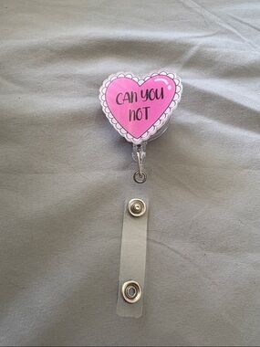 Pink Heart 'Can You Not' Retractable Badge Reel